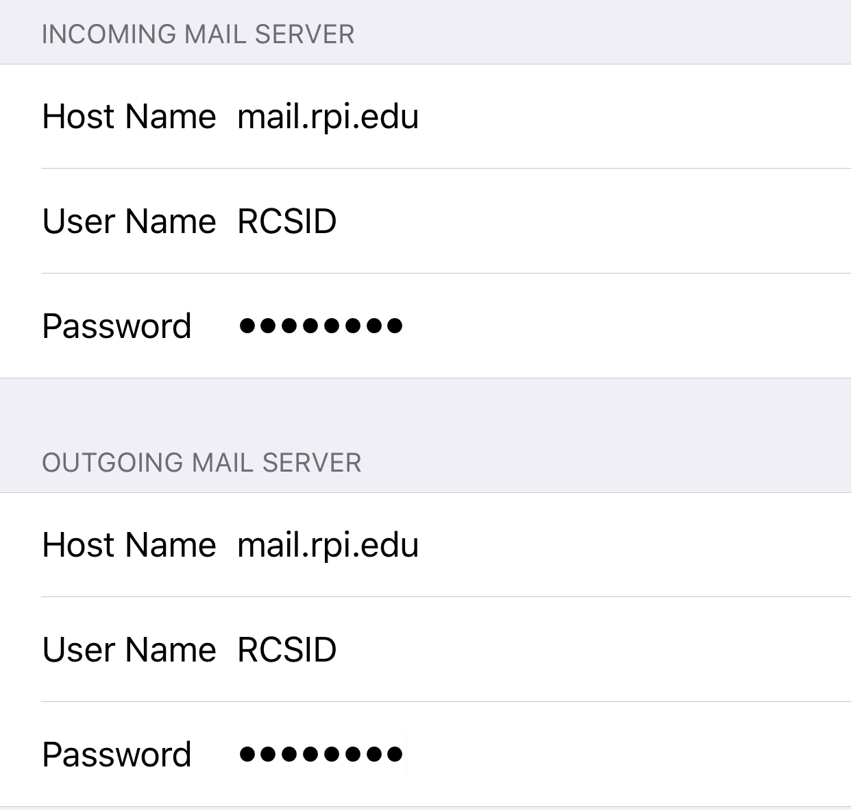 iphone incoming mail server host name