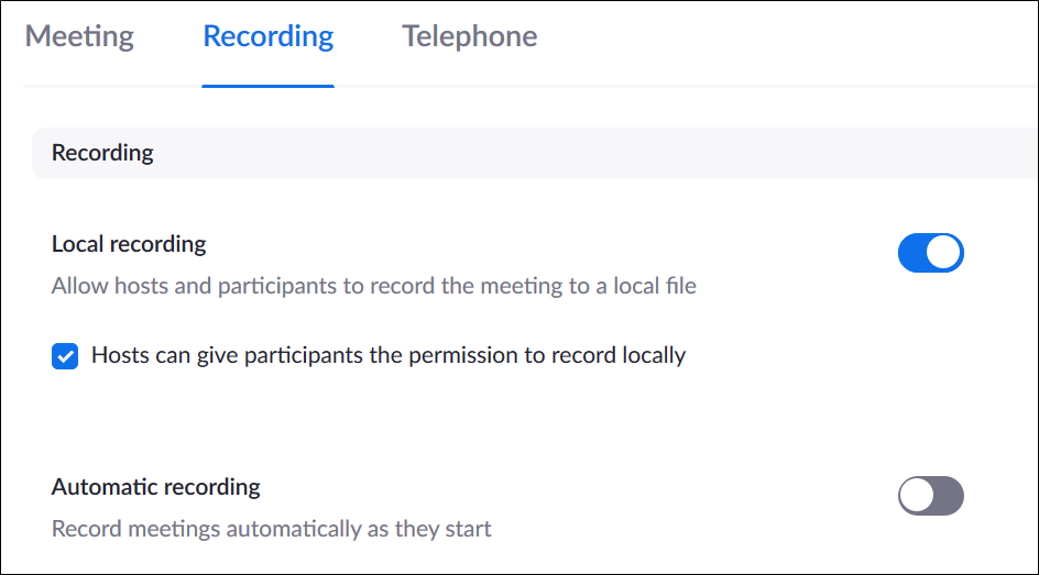 recording tab